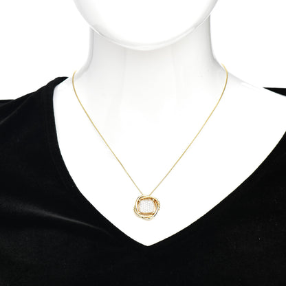 David Yurman 18K Yellow Gold Diamond 20mm Infinity Pendant Necklace 2 of 4