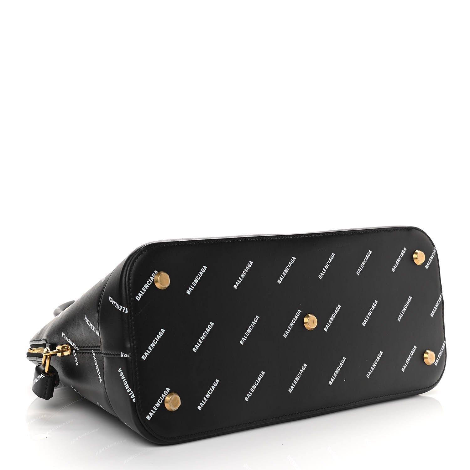 Balenciaga Calfskin Allover Logo M Ville Top Handle Bag Black 4 of 11