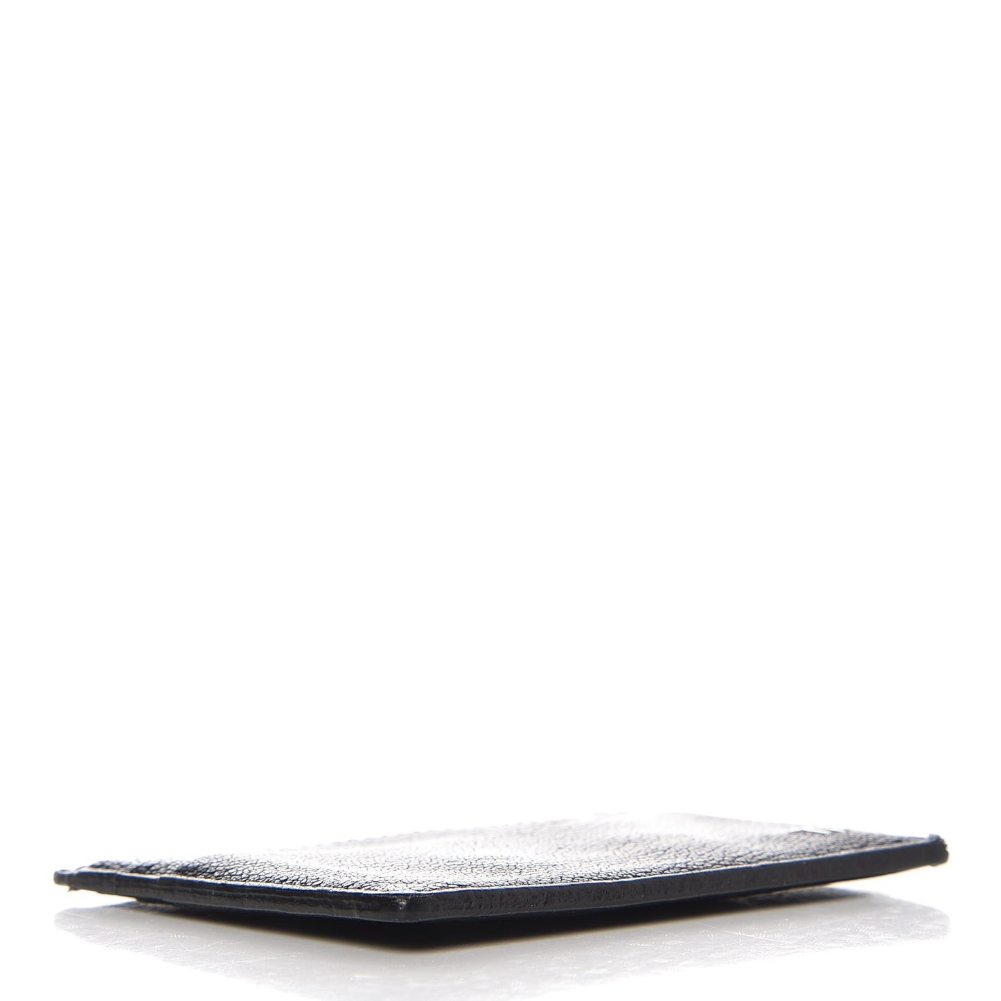 Grained Calfskin Open Side Card Holder Black