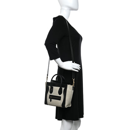 Celine Natural Canvas Smooth Calfskin Nano Luggage Black 3 of 13