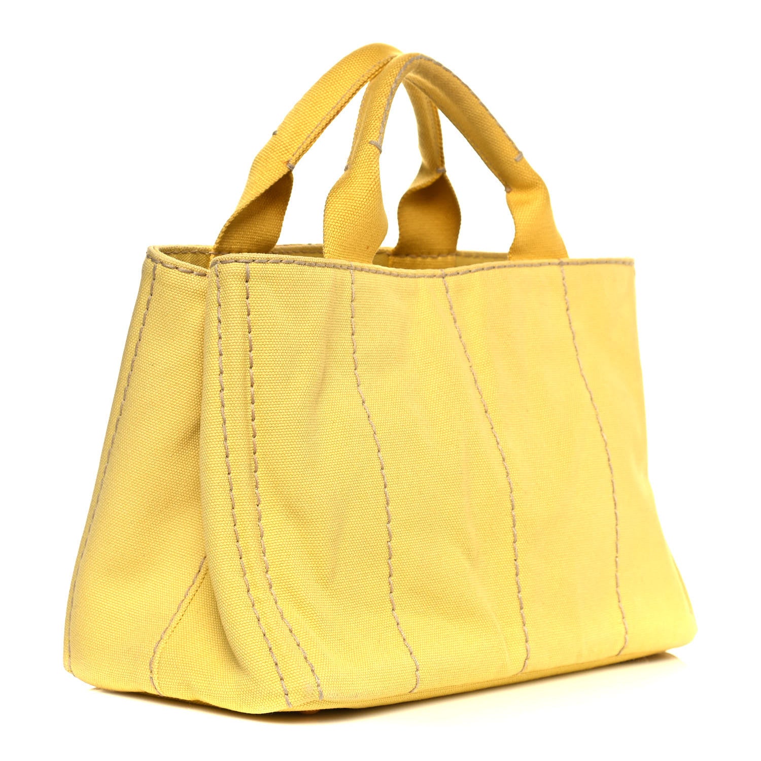 Prada Canvas Canapa Small Logo Tote Yellow 2 of 15