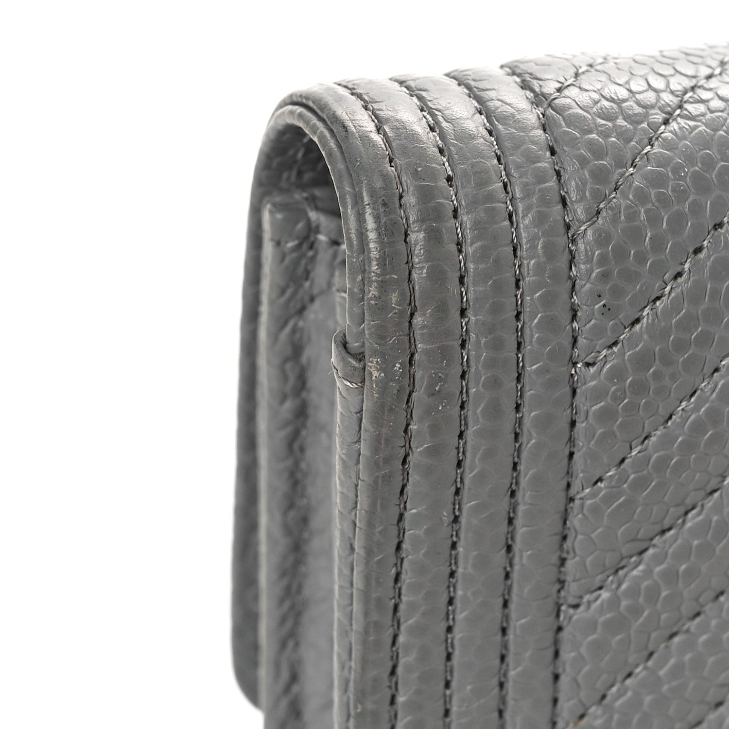 Chanel Caviar Chevron Quilted Large Boy Gusset Flap Wallet Grey 11 of 13