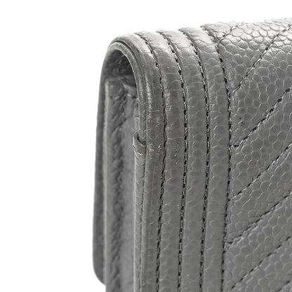 Chanel Caviar Chevron Quilted Large Boy Gusset Flap Wallet Grey 11 of 13