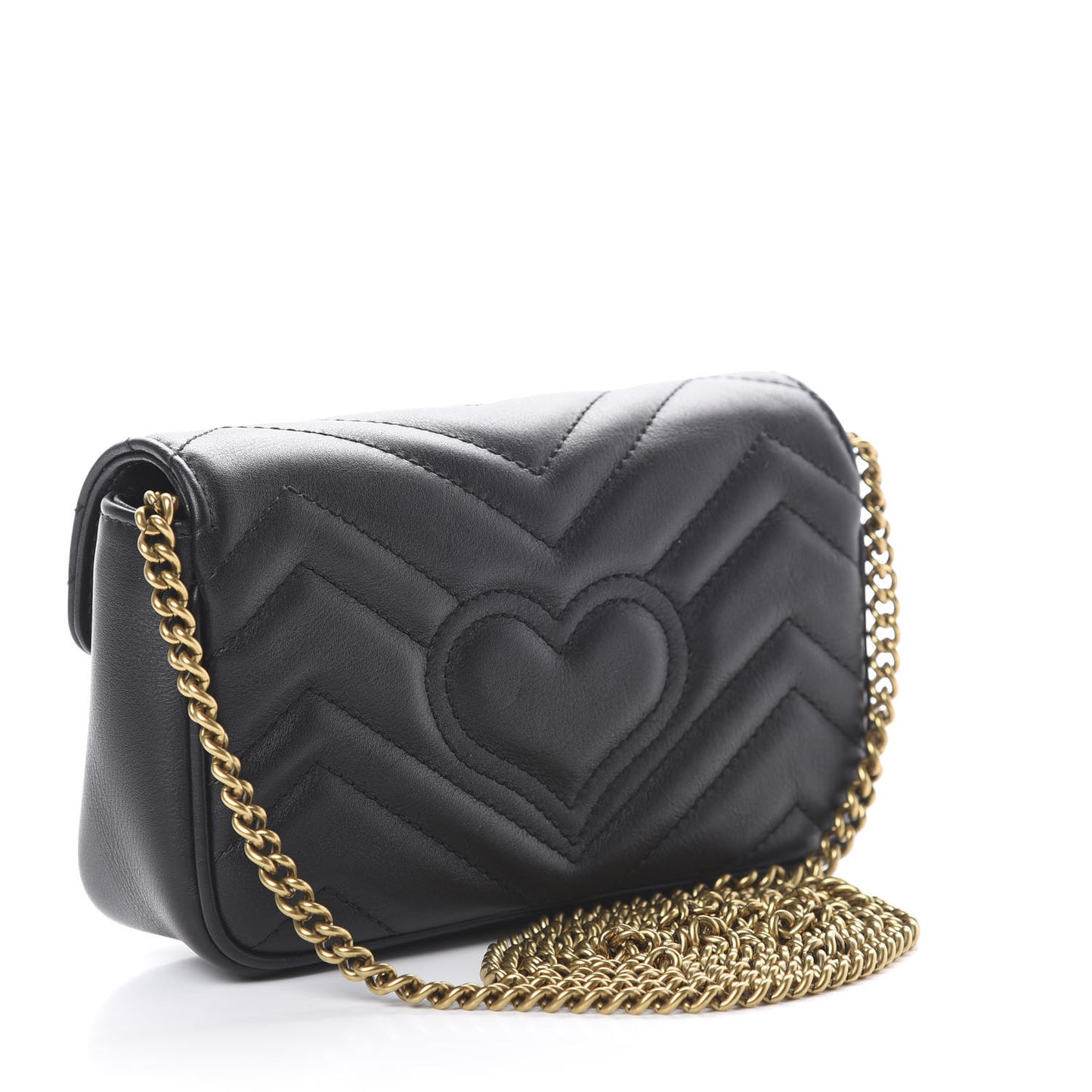 Calfskin Matelasse Super Mini GG Marmont Shoulder Bag Black