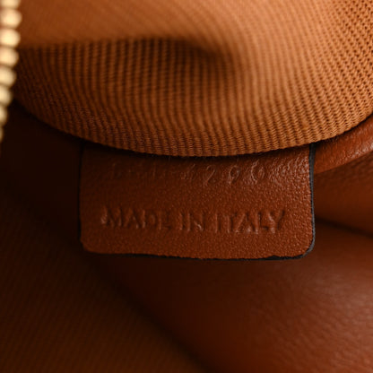 Celine Lambskin Triomphe Canvas Embroidered Logo Clutch With Chain Tan 7 of 10