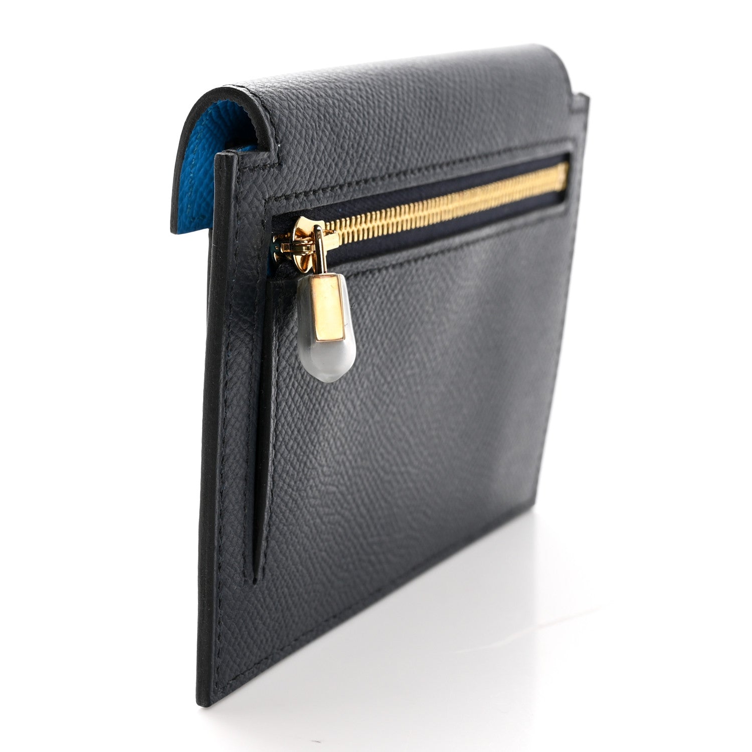 Hermes Epsom Tricolor Kelly Pocket Compact Wallet Black Bleu Indigo Bleu Frida 3 of 8