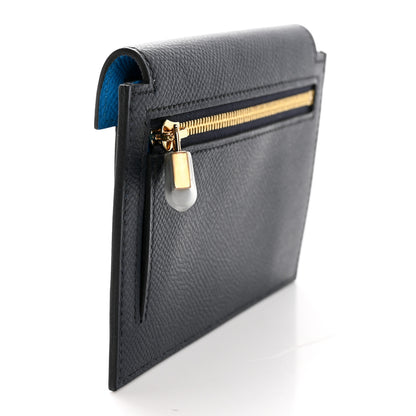 Hermes Epsom Tricolor Kelly Pocket Compact Wallet Black Bleu Indigo Bleu Frida 3 of 8