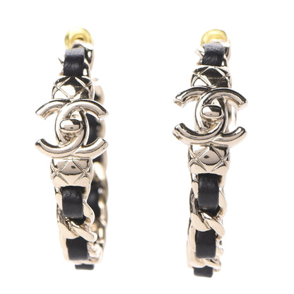 Chanel Lambskin CC Turnlock Chain Hoop Earrings Gold Black 1 of 4