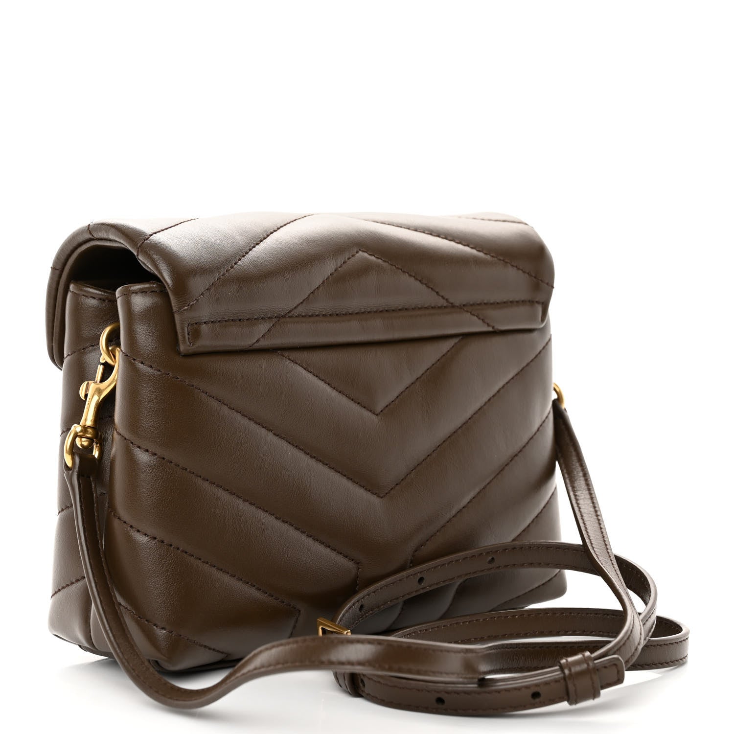 Saint Laurent Calfskin Y Quilted Monogram Toy Loulou Crossbody Bag Soil Brown 3 of 10