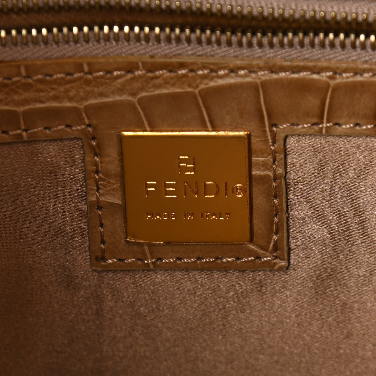 Fendi Fabric Crocodile Crystal Lizard Baguette 8 of 10