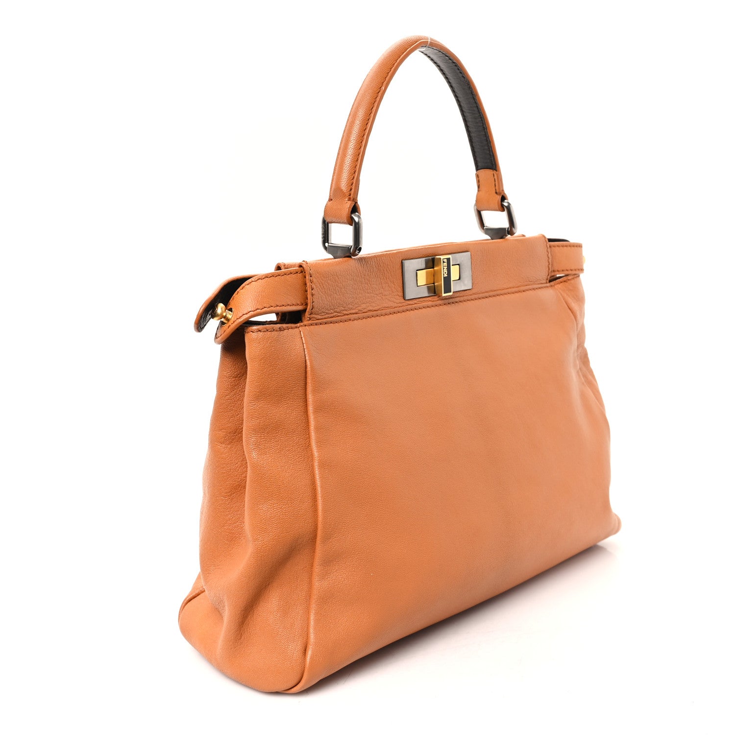 Fendi Goatskin Snakeskin Medium Peekaboo Iconic Satchel Brown 3 of 11