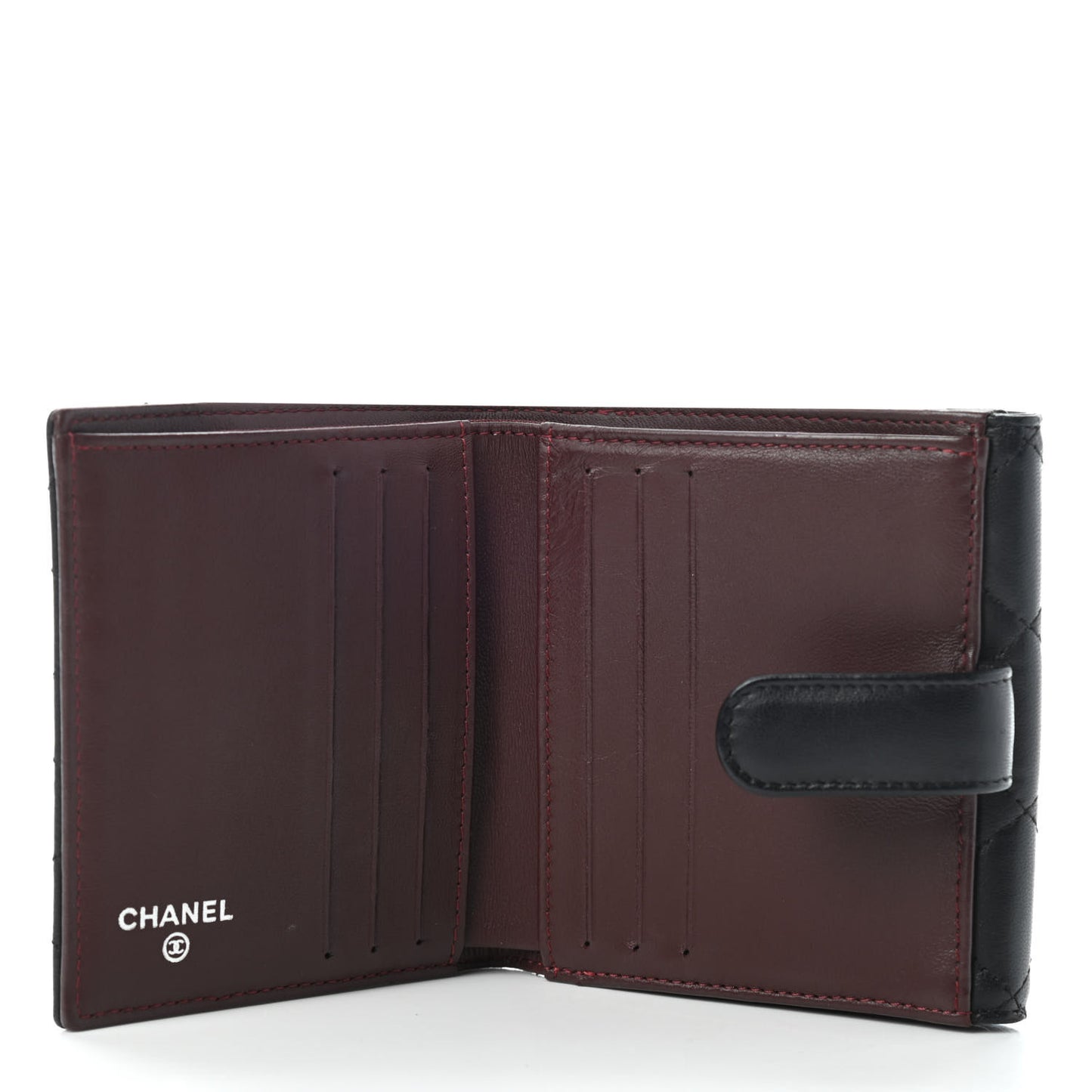 Lambskin Quilted Compact French Flap Wallet Black