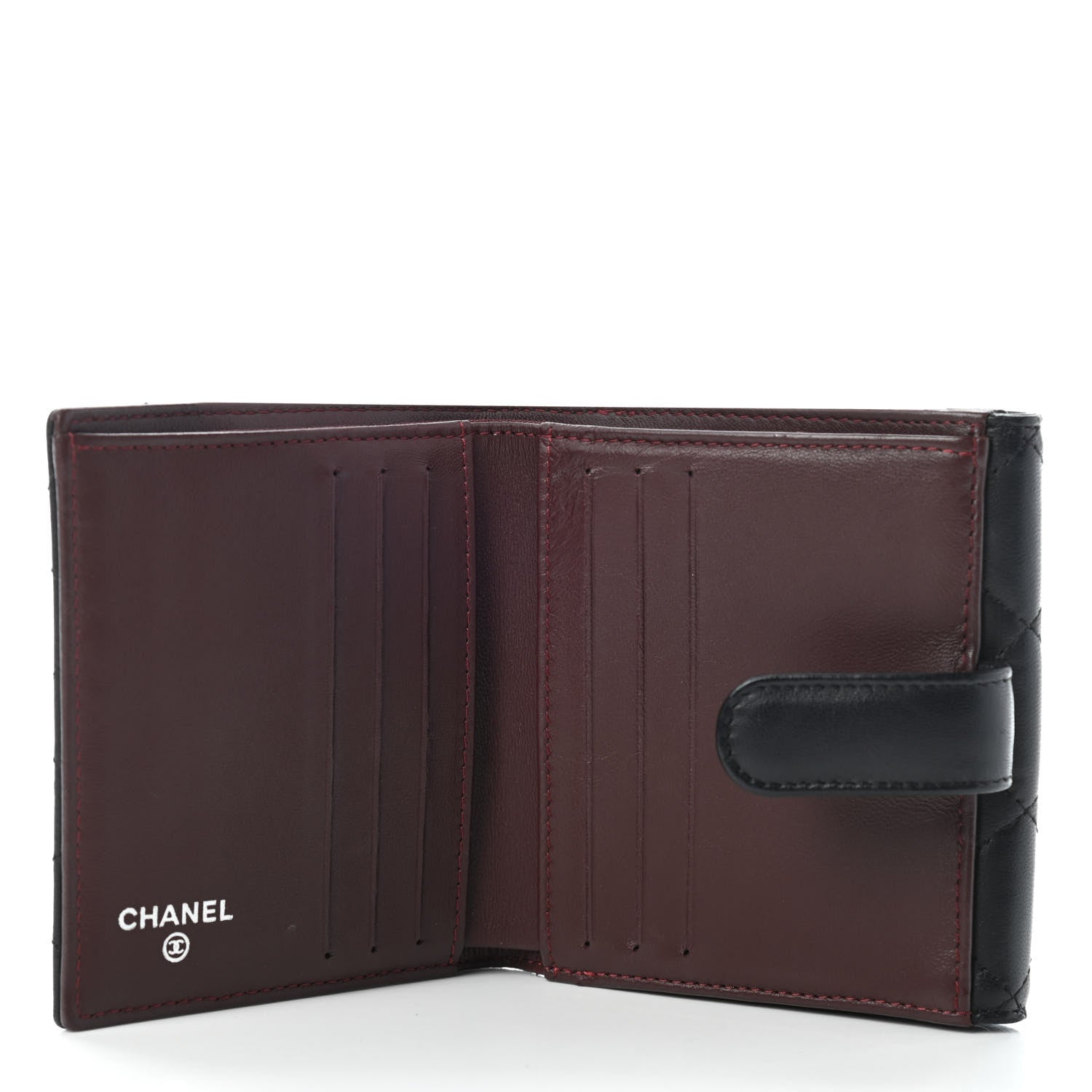 Chanel Lambskin Quilted Compact French Flap Wallet Black 5 of 8