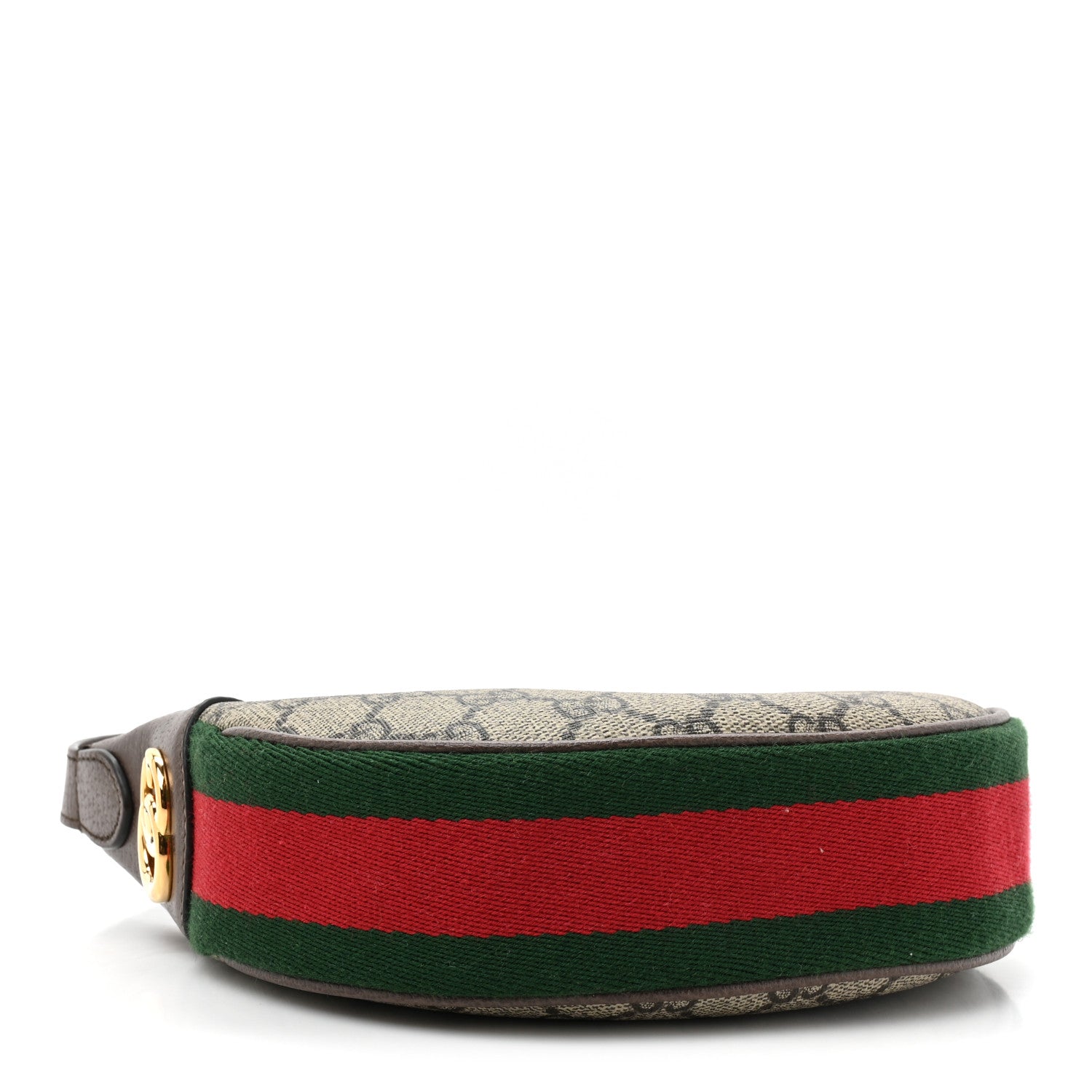 Gucci GG Supreme Monogram Textured Calfskin Web Mini Ophidia Half Moon Hobo Beige Ebony New Acero 4 of 10