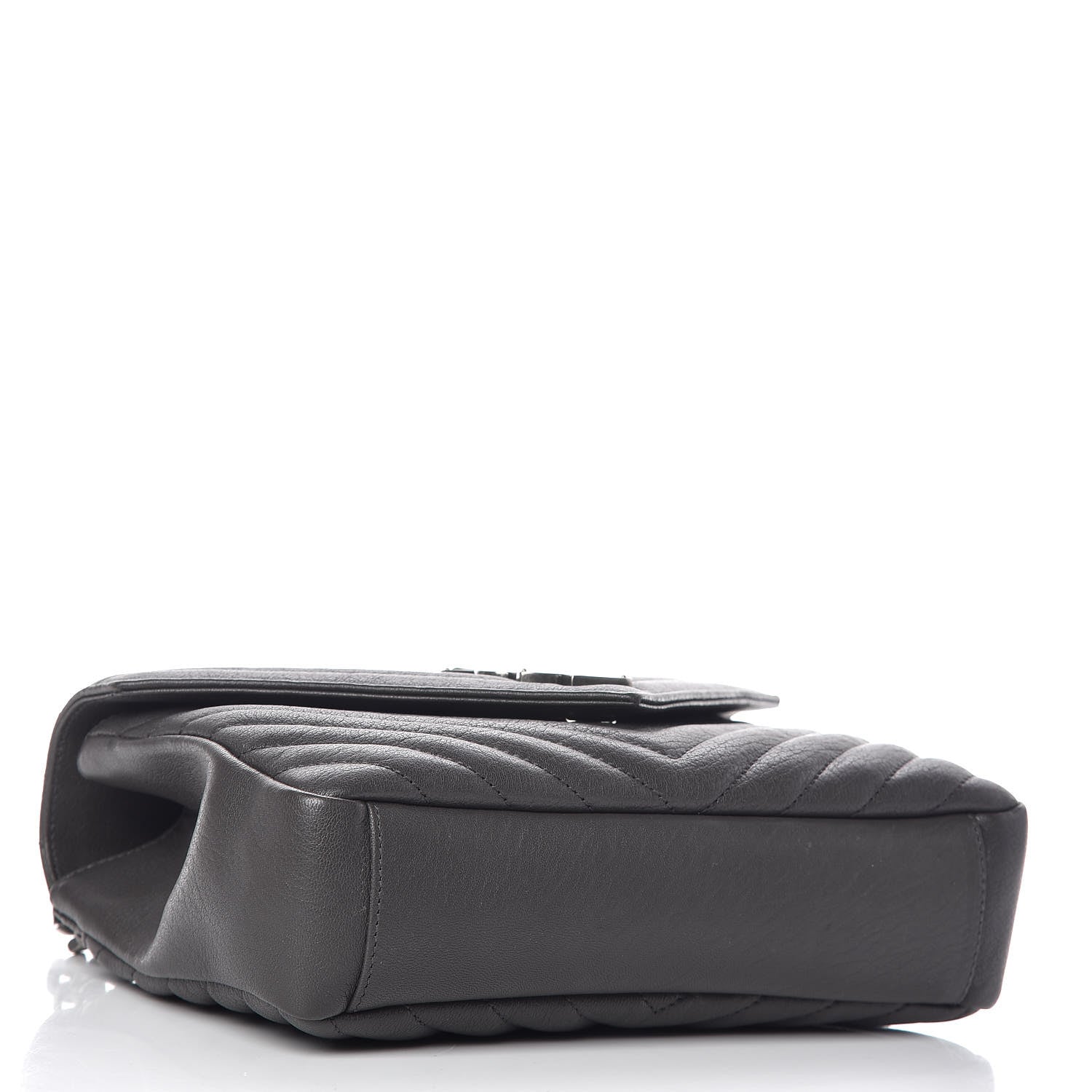 Saint Laurent Sheepskin Matelasse Chevron Monogram Medium College Bag Light Coal 4 of 10