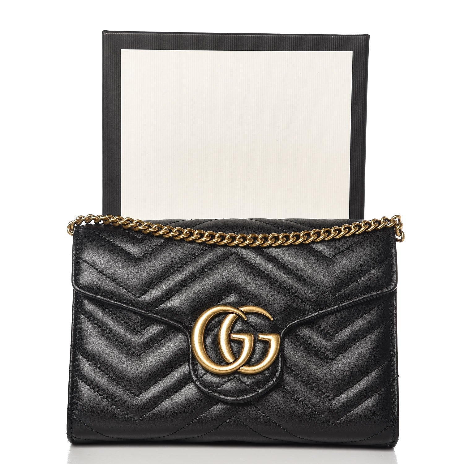 Gucci Calfskin Matelasse GG Marmont Chain Wallet Black 7 of 7