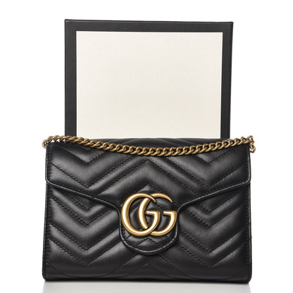 Gucci Calfskin Matelasse GG Marmont Chain Wallet Black 7 of 7