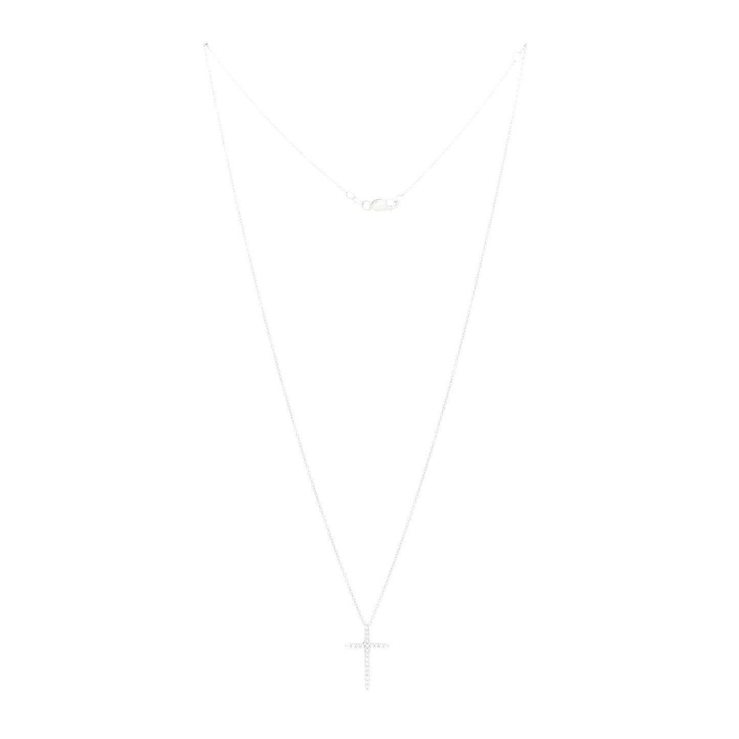 18K White Gold .10ctw Diamond Cross Pendant Necklace