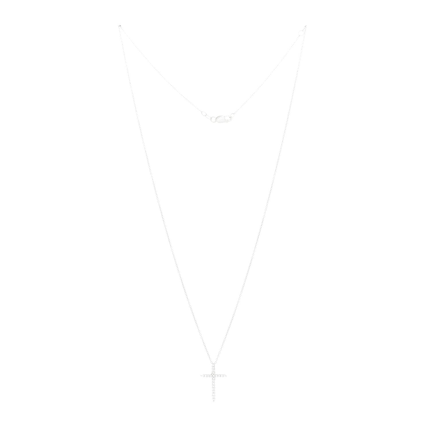 Roberto Coin 18K White Gold .10ctw Diamond Cross Pendant Necklace 3 of 6