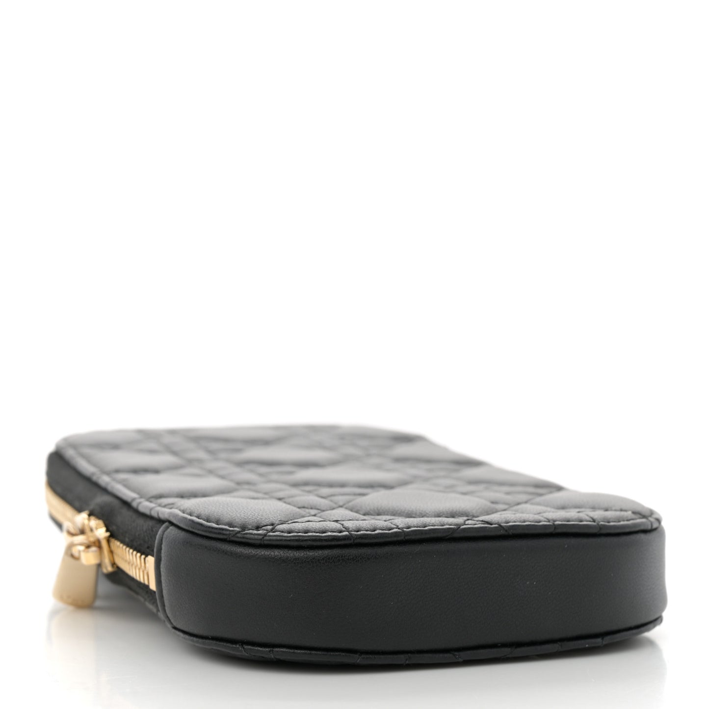 Lambskin Cannage Lady Dior Phone Holder Black