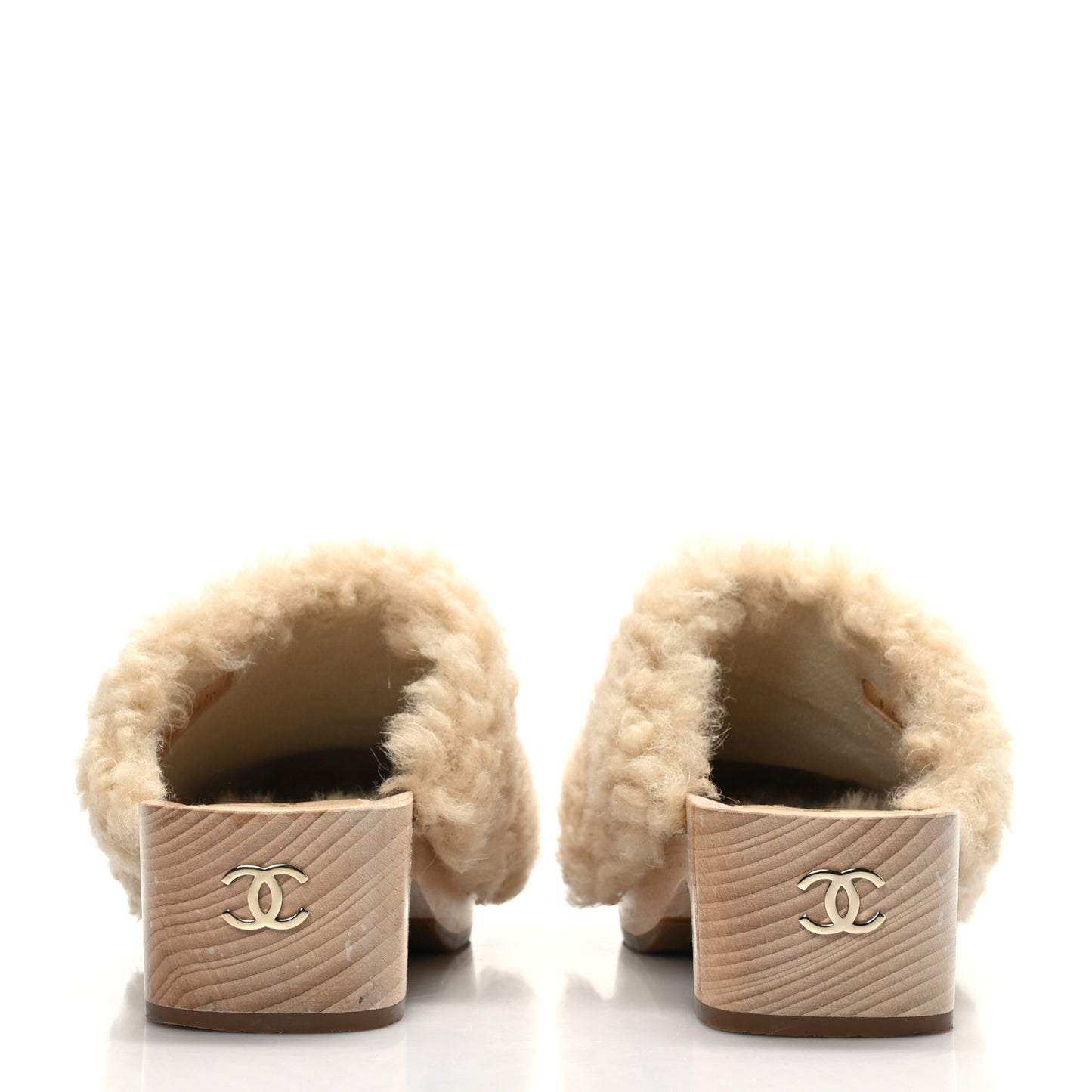 Shearling Lambskin Clogs 38 Beige