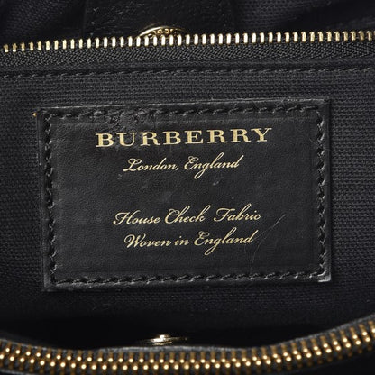 Burberry Grainy Calfskin House Check Two Tone Medium Banner Tote Black Brown 7 of 18