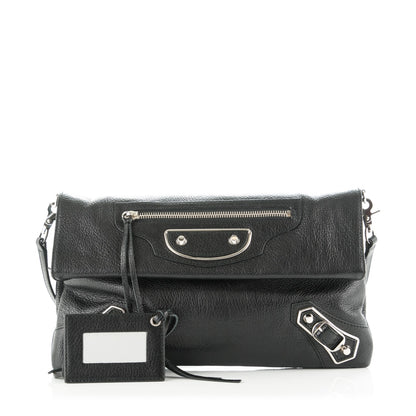 Balenciaga Chevre Silver Metallic Edge Hardware Envelope Clutch Black 1 of 7