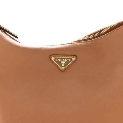 Prada Soft Calfskin Large Aimee Shoulder Bag Caramel 8 of 12