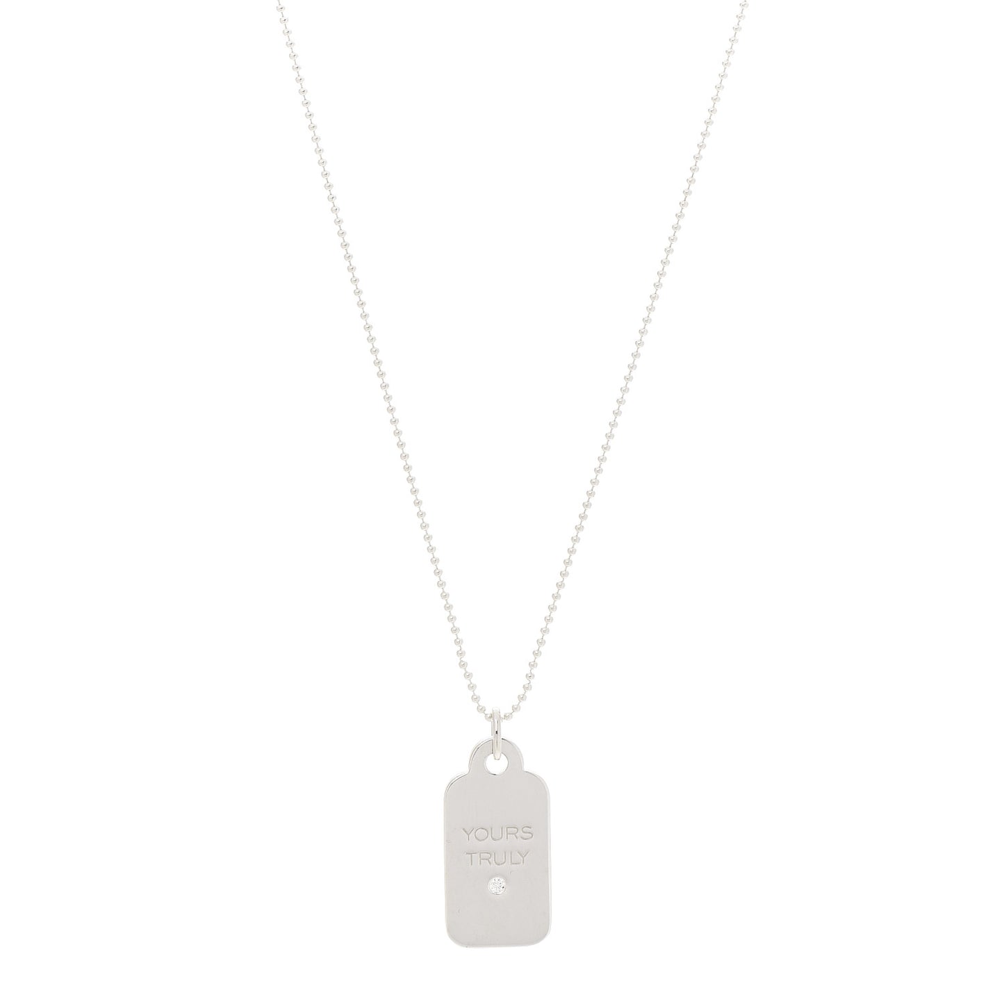 Sterling Silver Diamond Yours Truly Charm Necklace