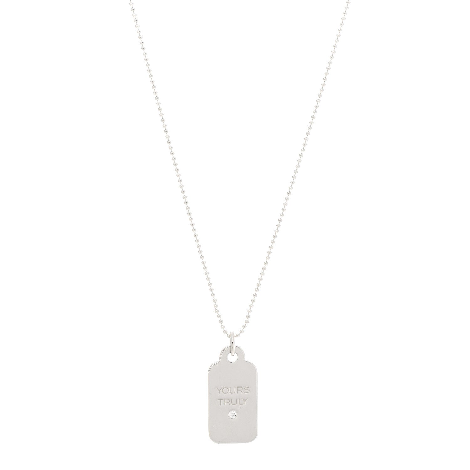 Tiffany Sterling Silver Diamond Yours Truly Charm Necklace 1 of 7