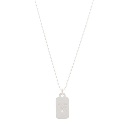 Tiffany Sterling Silver Diamond Yours Truly Charm Necklace 1 of 7