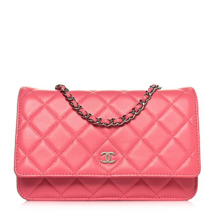 Chanel Lambskin Quilted Wallet On Chain WOC Pink 1 of 15