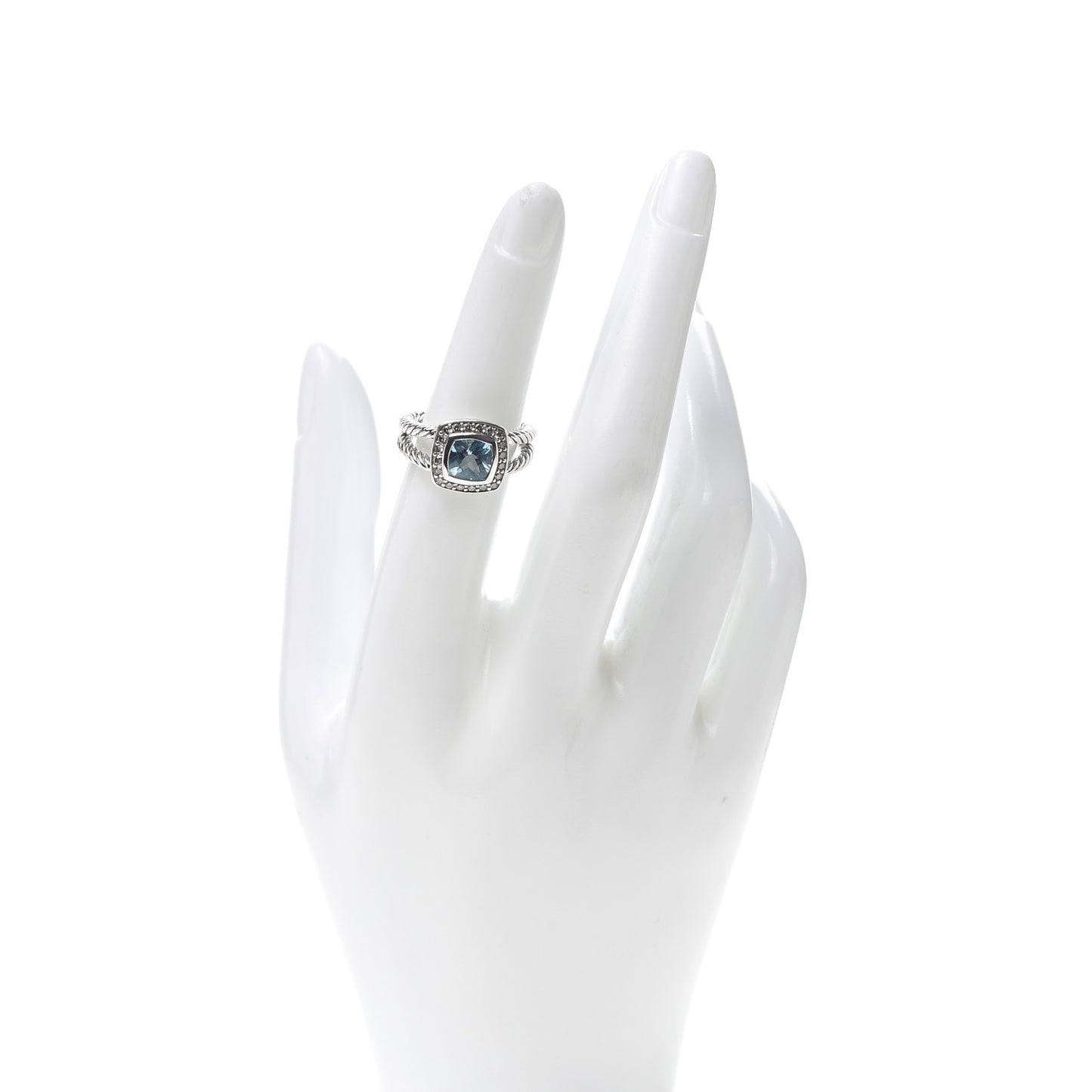 Sterling Silver Diamond Blue Topaz 7mm Petite Albion Ring 52 6