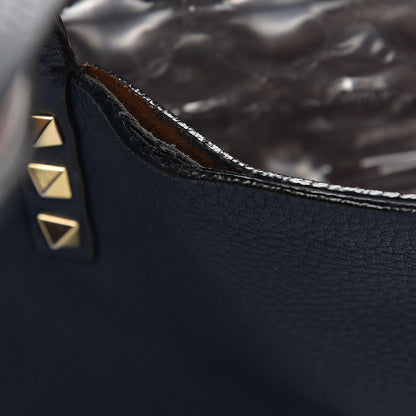 Valentino Garavani Pebbled Calfskin Large Rockstud Reversible Tote Light Cuir Marine 10 of 17