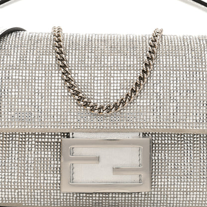 Fendi Crystal Vitello Laminato FF Mini Baguette Crystal Argento 9 of 12