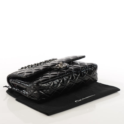 Chanel Distressed Patent Quilted Medium Double Flap Black 4 of 9