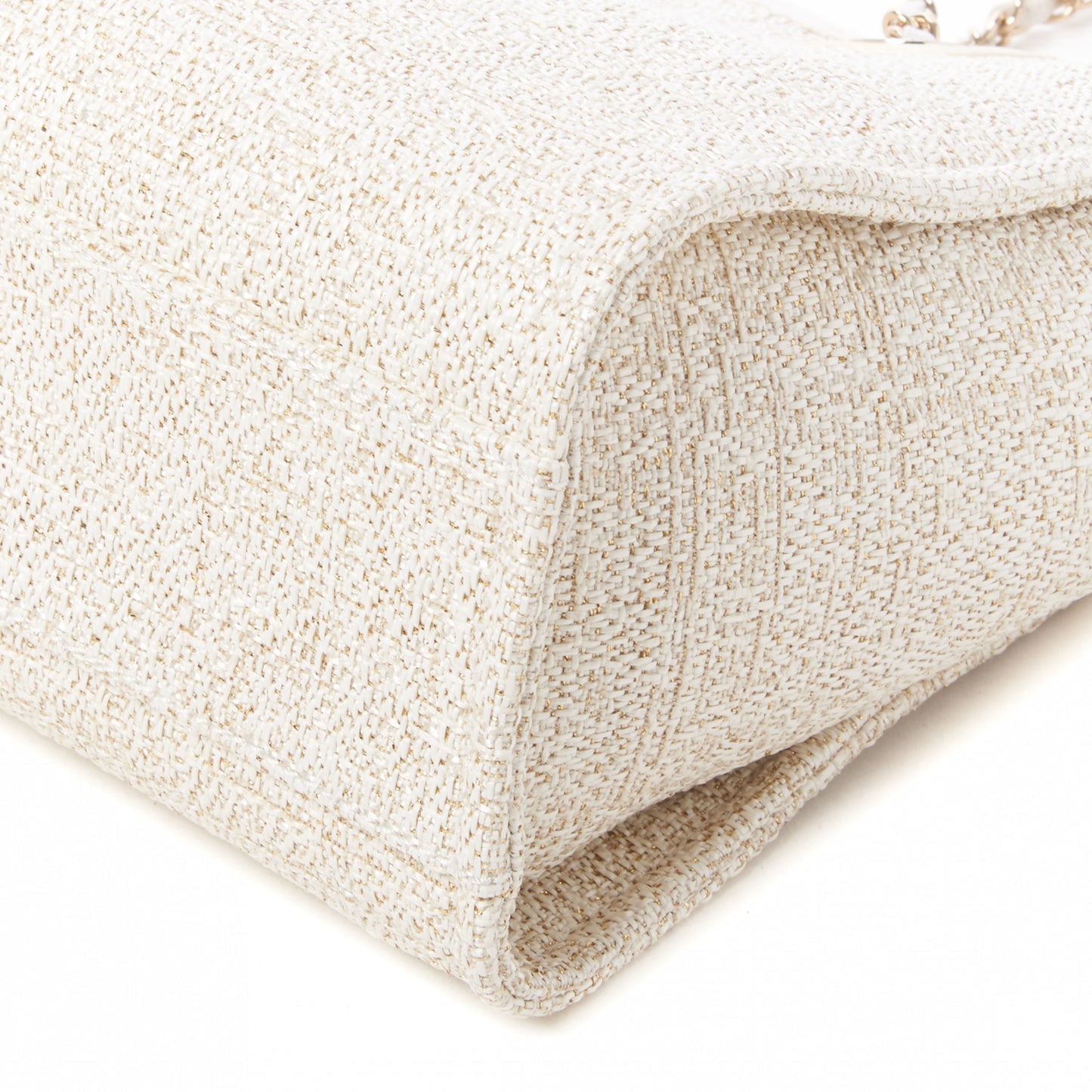 Lurex Boucle Small Deauville Tote White