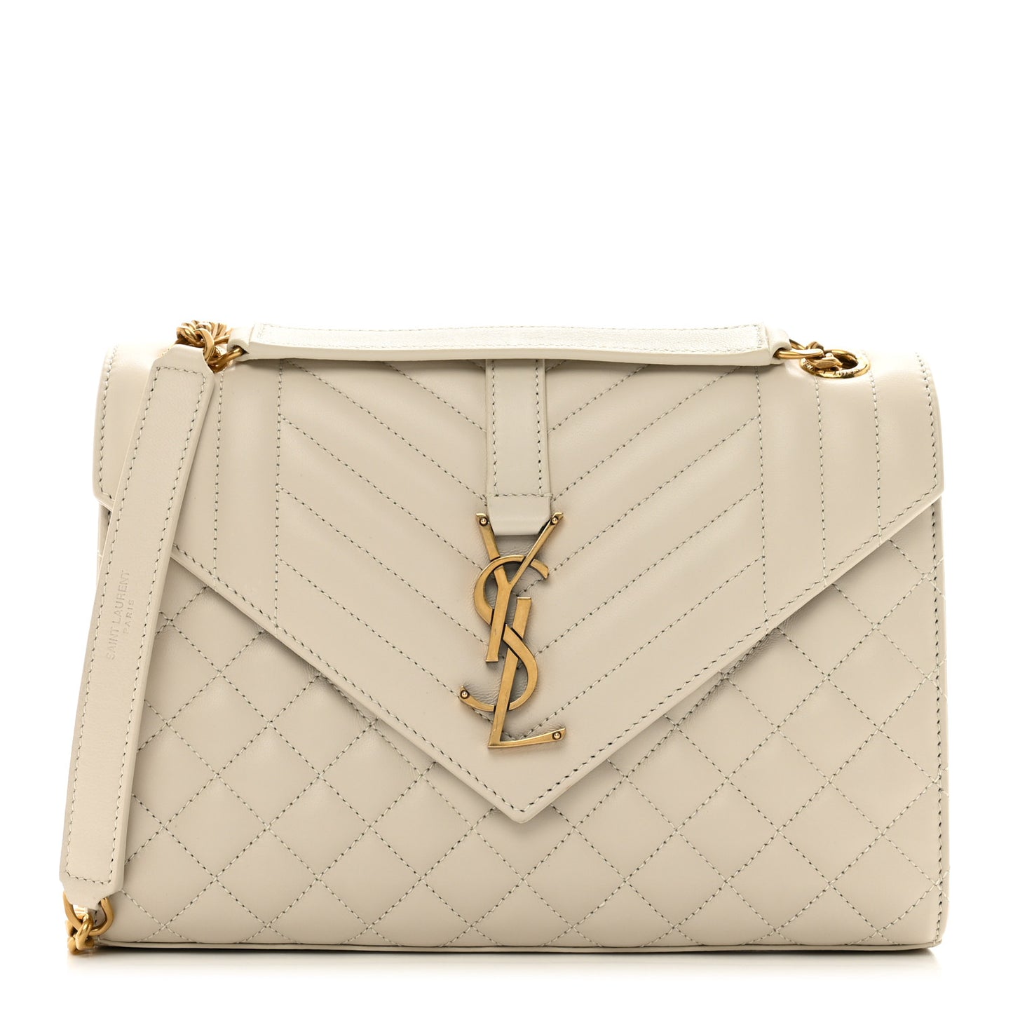 Lambskin Mixed Matelasse Triquilt Medium Monogram Satchel Blanc Vintage
