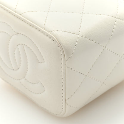 Chanel Lambskin Quilted Enamel Pearl Crush Mini Vanity Case With Chain White 9 of 11