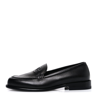 Chanel Lambskin CC Mocassin Loafers 38.5 Black 1 of 11