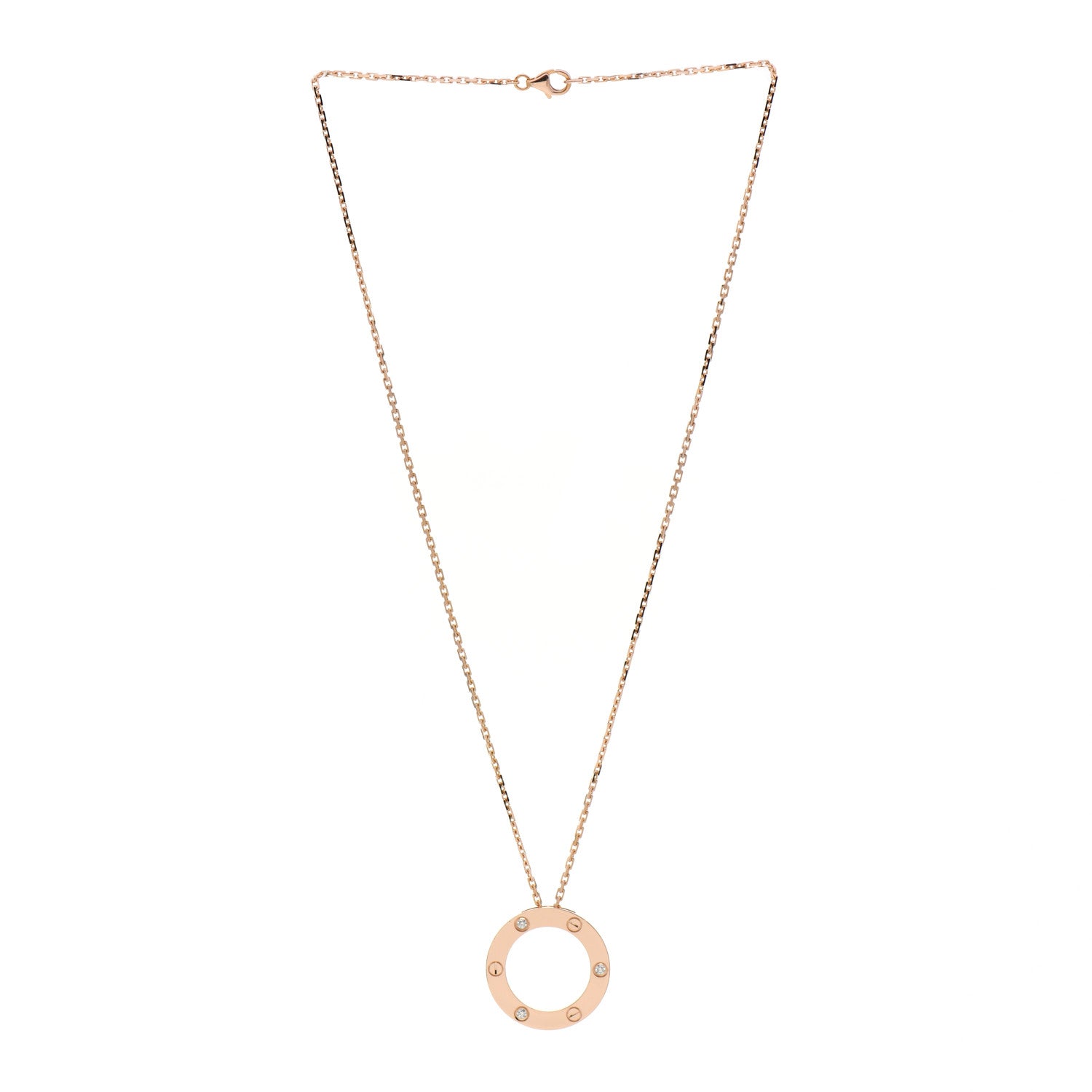 Cartier 18K Pink Gold 3 Diamonds LOVE Pendant Necklace 2 of 5
