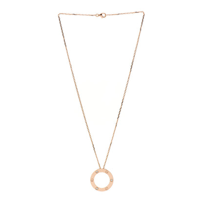 Cartier 18K Pink Gold 3 Diamonds LOVE Pendant Necklace 2 of 5