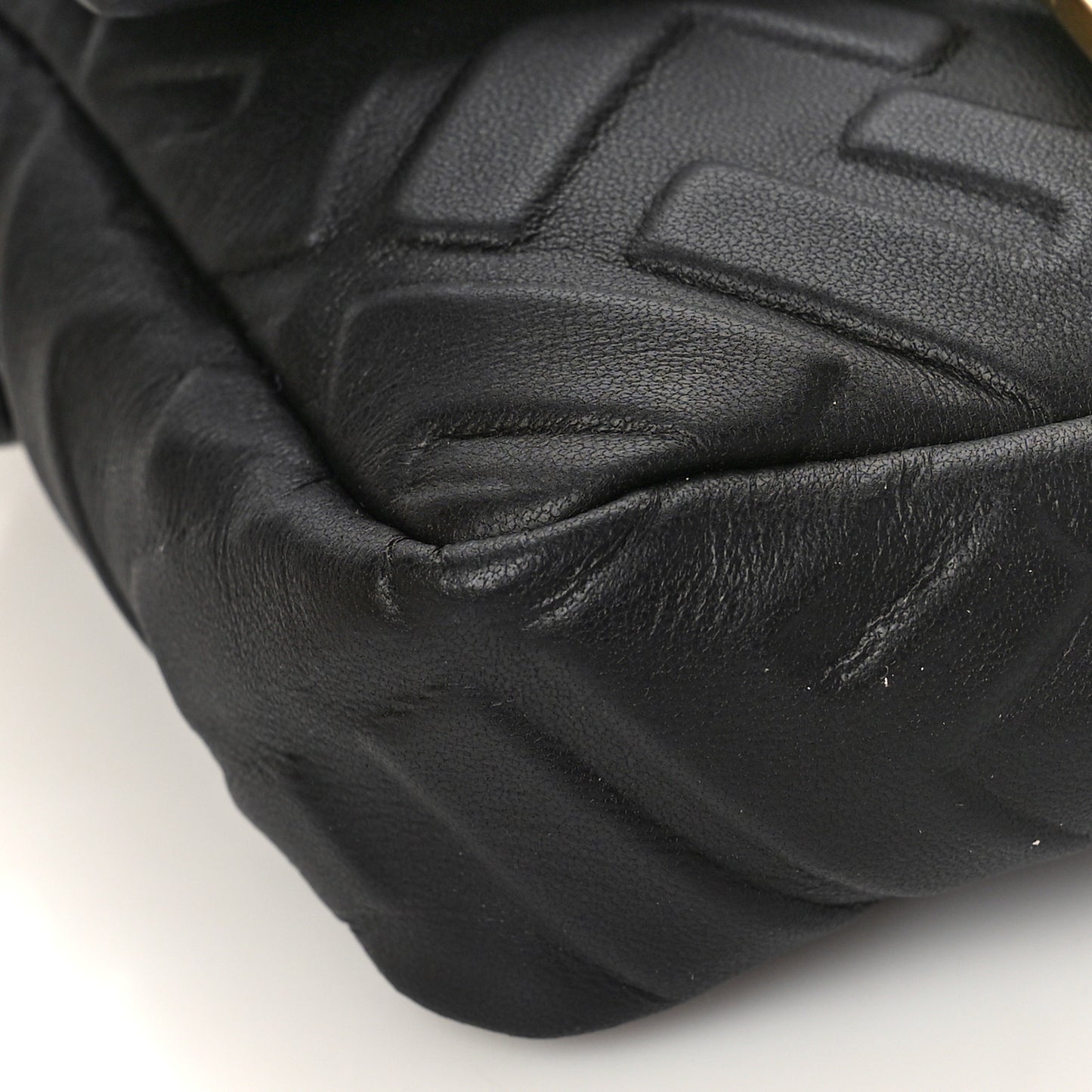 Nappa FF 1974 Embossed Mini Baguette Black