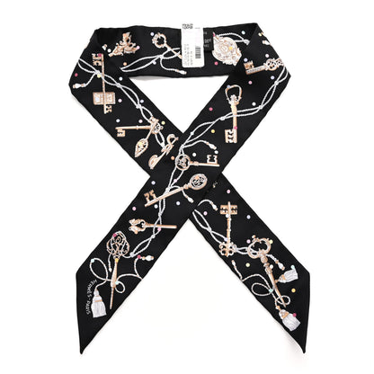 Hermes Silk Les Cles A Pois Twilly Black Beige Rose Multicolor 1 of 4