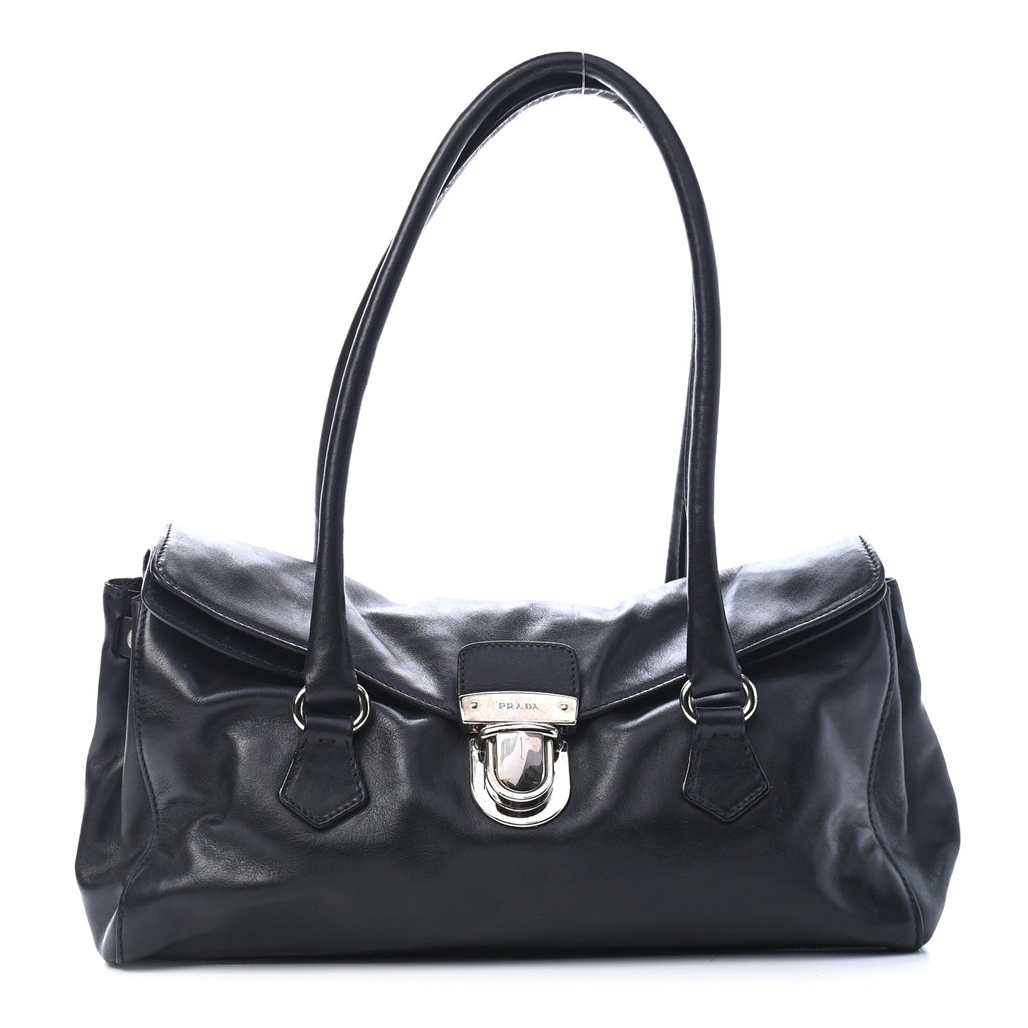 Royal Calf Easy Foldover Pushlock Satchel Black