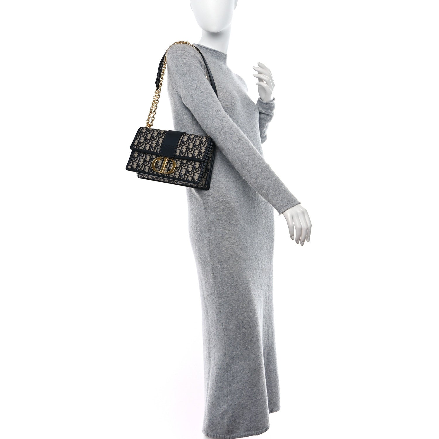 Christian Dior Oblique 30 Montaigne Chain Flap Bag Blue 2 of 13