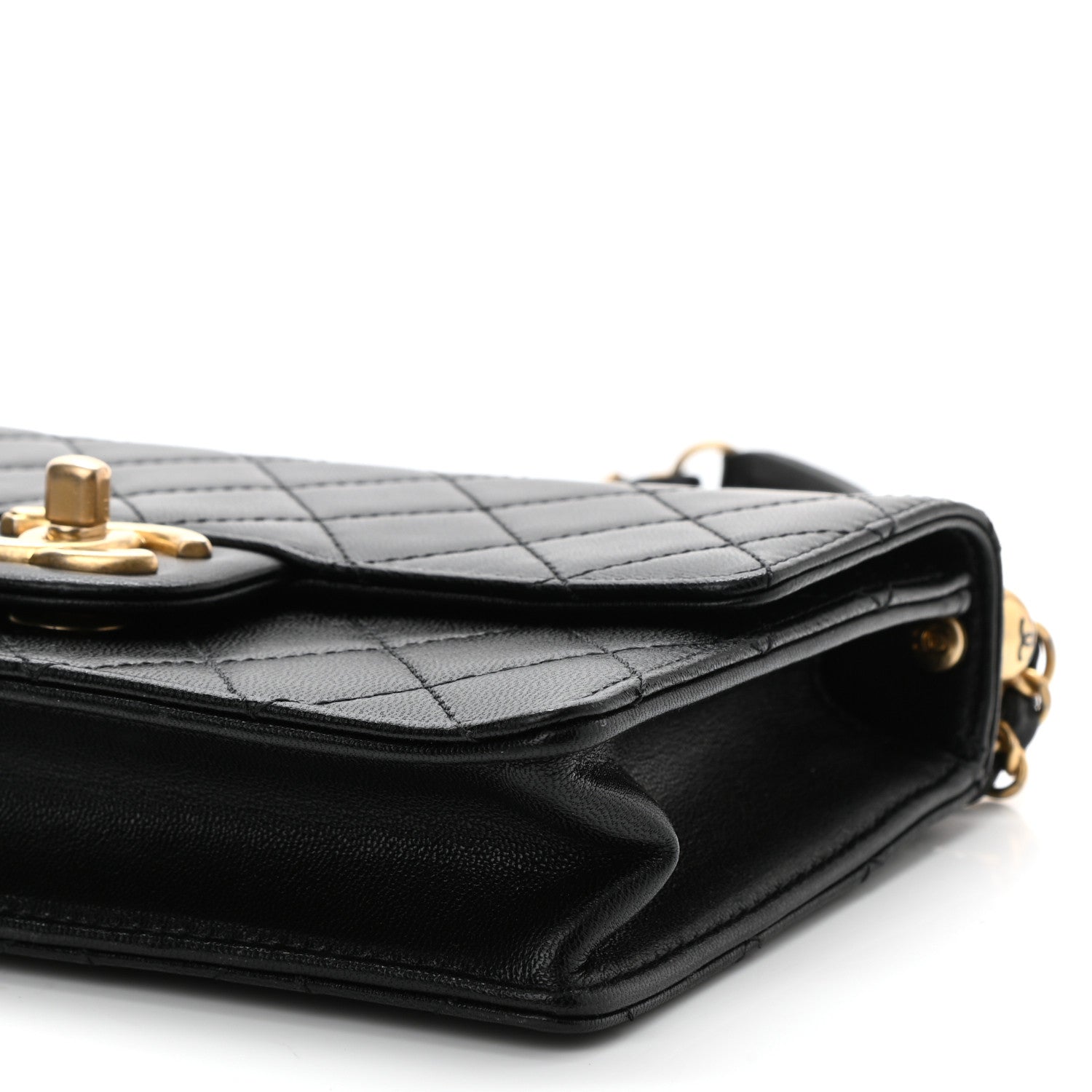 Chanel Goatskin Quilted Logo Small Chic Flap Black 10 of 10