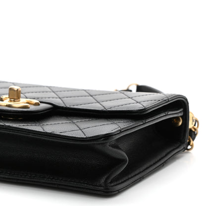 Chanel Goatskin Quilted Logo Small Chic Flap Black 10 of 10