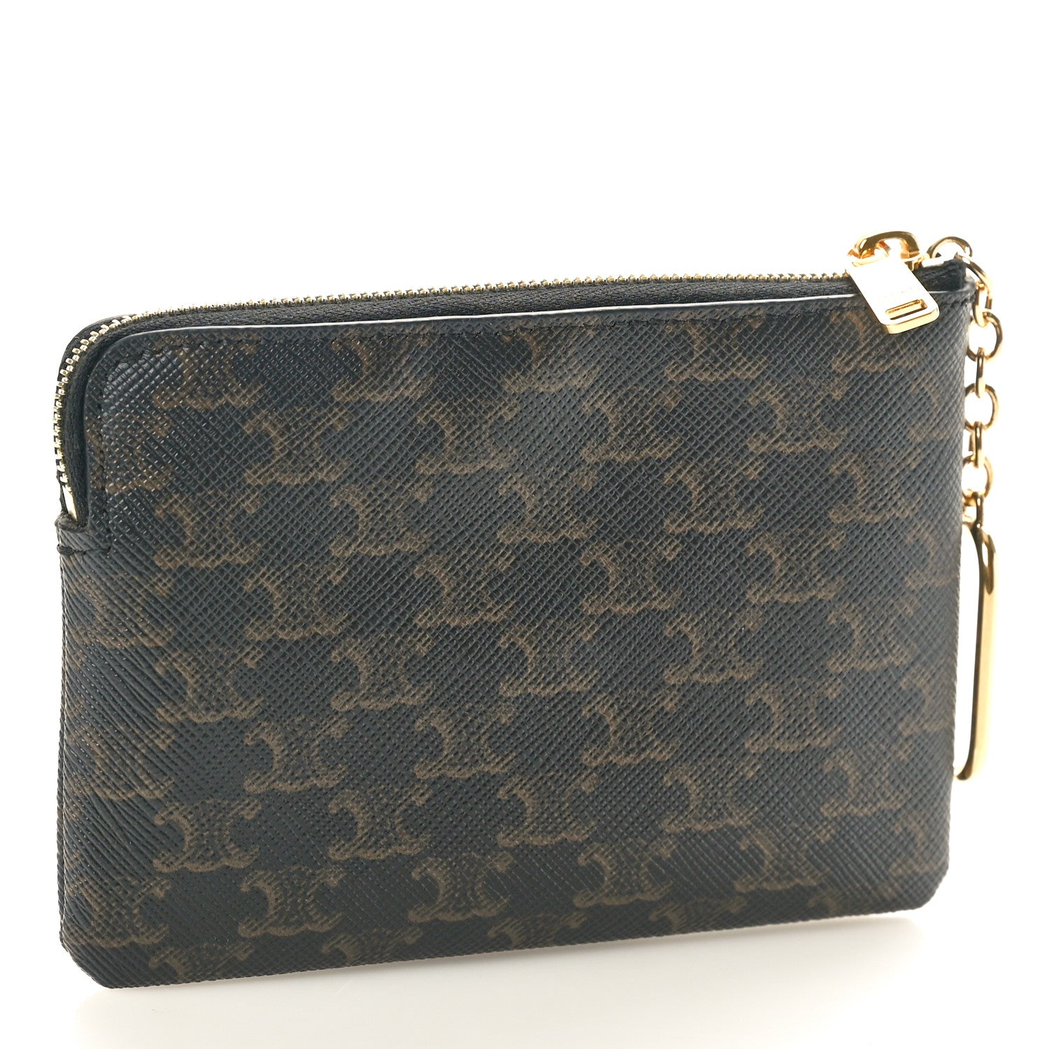 Celine Triomphe Canvas Logo Coin and Card Pouch With Hook Black 3 of 8