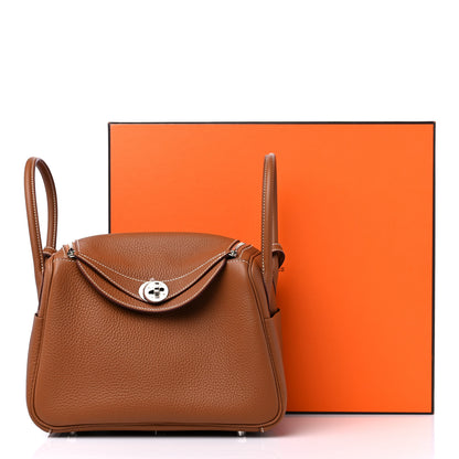 Hermes Taurillon Clemence Lindy 26 Gold 10 of 10